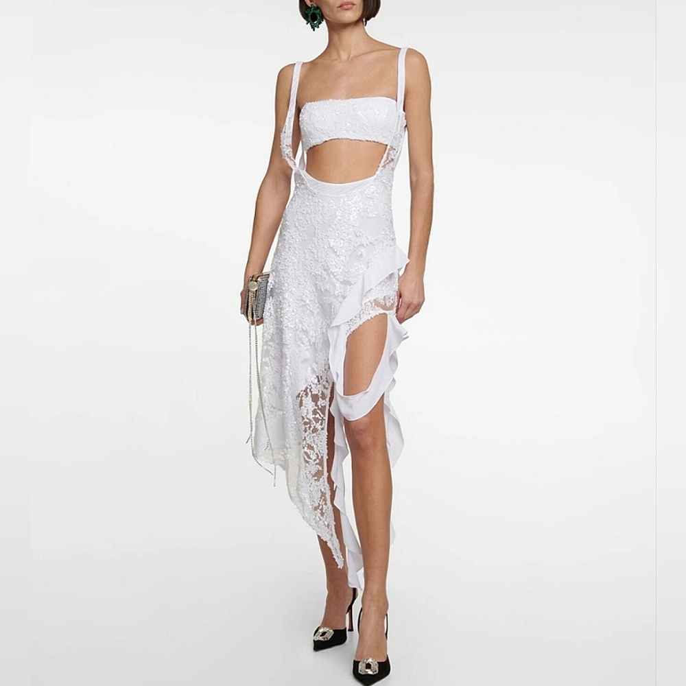 The Attico NORA Elegant White Lace Dress, Size EU 38 - Picture 6 of 16